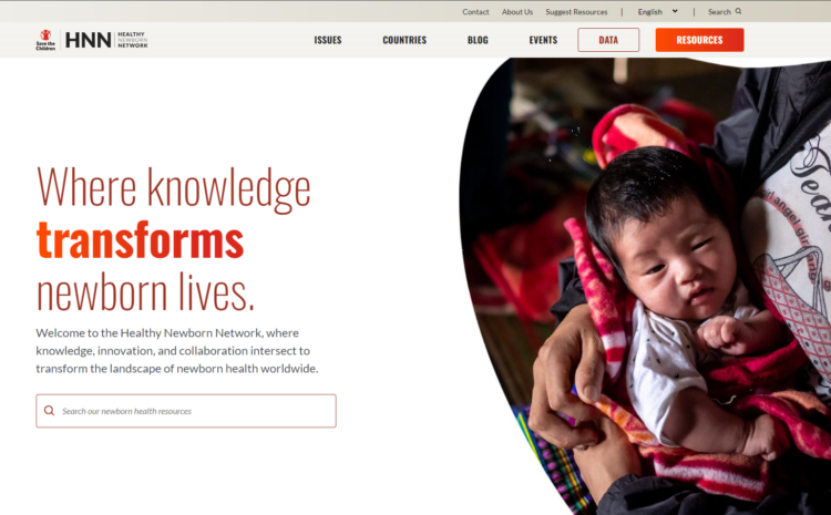This image depicts the homepage of the Healthy Newborn Network.